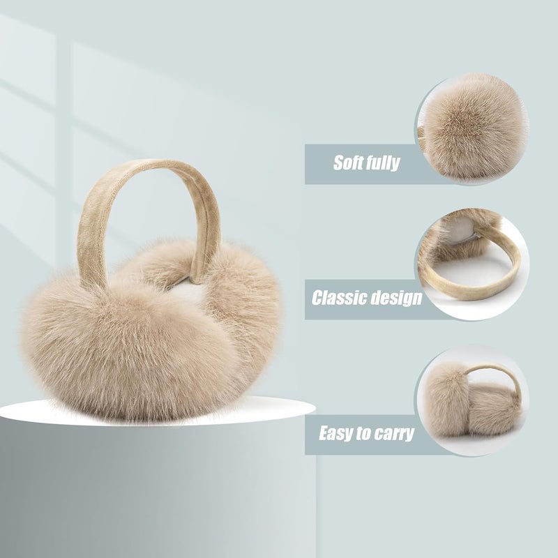 FSTEOE Women Winter Ear Muffs Foldable Girl Ear Warmer Fashion Furry Earmuff Soft Ear Cover Cold Weather - Image 2